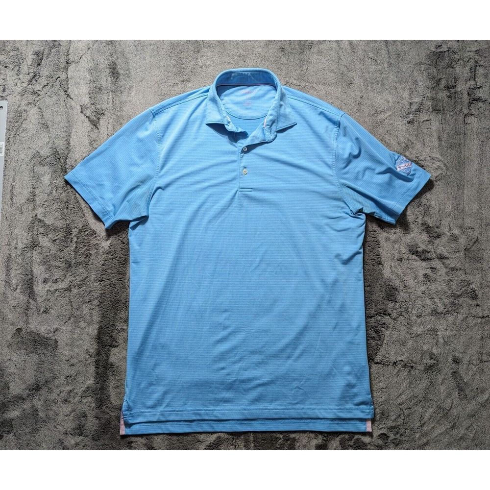 Johnnie O Short Sleeve Polo Shirt Men's Size Medium Blue Striped